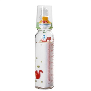 NUK 标准口径玻璃奶瓶240ml/2号硅胶奶嘴 904.142/745.704