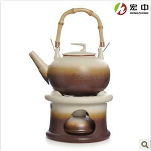 陶制养生茶具 酒精灯茶炉 烧水壶保温煮水壶3件套