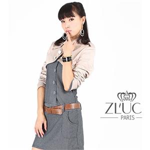 法国ZLUCIE 弧度小燕尾双排扣挂钩时尚超短外套