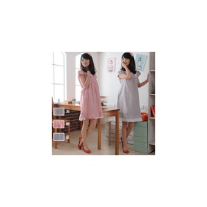 星琦舞细条纹 灯笼袖花边孕妇裙 韩版连衣裙 夏款孕妇装MNYS5432