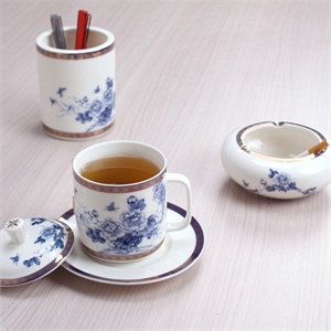 【思喜】景德镇陶瓷 办公杯 陶瓷茶杯套装 礼品杯 蝶相随CUP018