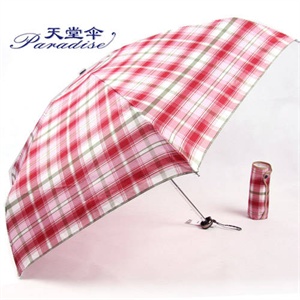 天堂伞 5502E色织格 2号色 晴雨两用伞 小五折伞