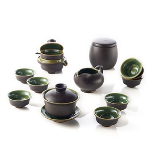 海一家居hii 13头超齐全礼品陶瓷茶具套装 黑陶 TS024