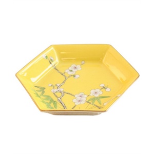 长物志【Flora】黄色手绘梅花骨瓷六角碟