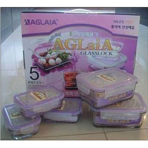 AGLAIA艾格莱雅钢化玻璃保鲜盒/长方形立扣五件套GH01/L5