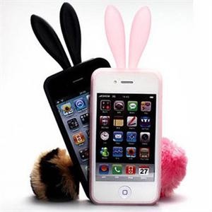 iPhone4外壳 苹果4代 兔子手机套(黑/白色)