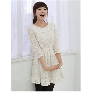 2011瑞丽新品105132 cherrykoko淑女纯白蕾丝收身连衣裙