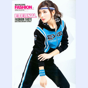 【乔安】-时尚休闲运动女装（三件套装）DFLM-8869 黑+兰 XL