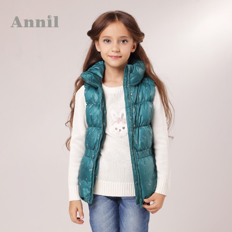 【<em>安奈儿</em>童装<em>女童羽绒马夹</em> 2014秋冬新款中领