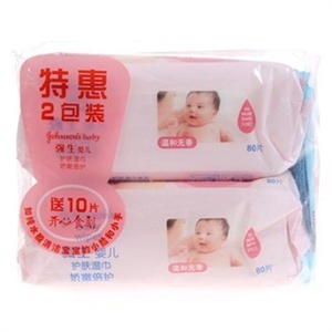 强生 婴儿娇嫩倍护无香柔湿巾 80片*2包
