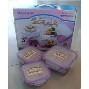 AGLAIA艾格莱雅钢化玻璃保鲜盒/正方形保鲜碗三件套GH02/L3