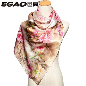 邑高EGAO正品 真丝科技电脑喷绘长丝巾 牡丹花围巾 23202