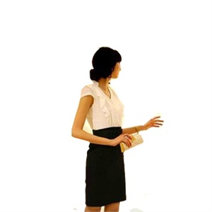 【品牌直供】aicco爆款 欧美范连衣裙 短袖荷叶V领 OL气质女裙
