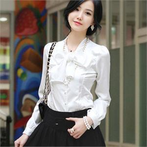 韩版新款仿真丝缎面长袖衬衫JY465