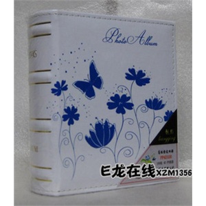 靓影 仿皮相册影集 4D/6D/大6寸相册100张 花蝴蝶 白底蓝色