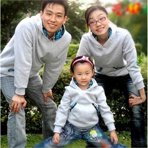 爱欣贝贝 英伦格子 撞色卫衣加绒加厚 亲子装情侣装W003
