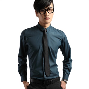 【nonbrand】男款韩版修身莫代尔超舒适衬衫 纯黑