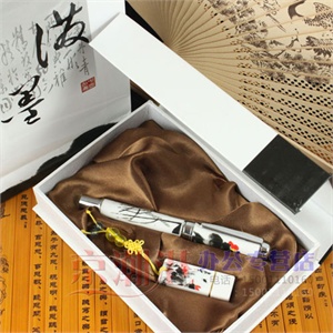 泼墨笔2件套装 泼墨笔+泼墨U盘 订制商务礼品 陶瓷青花会议礼品笔