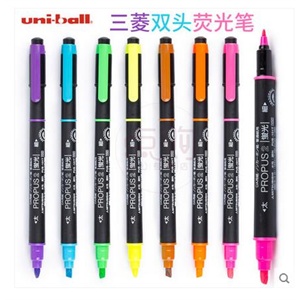日本三菱荧光笔 UNI三菱PUS-101T双头荧光笔 重点笔 单只