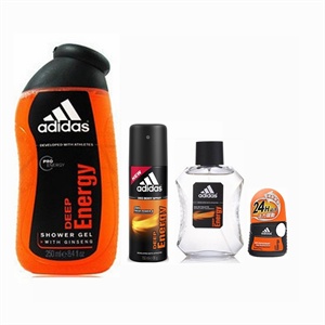 阿迪达斯adidas男士香水100ml+沐浴露+止汗喷雾+走珠4件套 能量