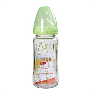 NUK宽口耐高温彩色玻璃奶瓶240ML（配2号硅胶中圆）40.745.706