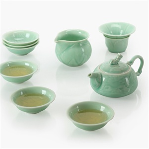 【思喜】 景德镇陶瓷礼品 青瓷 功夫茶具套装 大展鸿图 CJ-D070