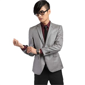 【nonbrand】高端韩版千鸟格纹男款修身西服 银灰