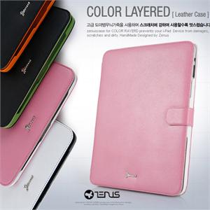 zenus color layered 苹果ipad双色 奢华 皮套 双层支架 外粉内白