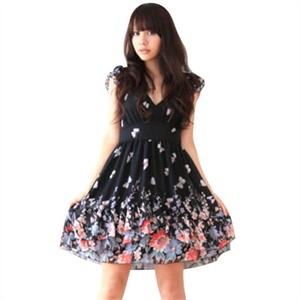 2011春夏装新款1455春夏装新品日系雪纺甜美花边大摆连衣裙