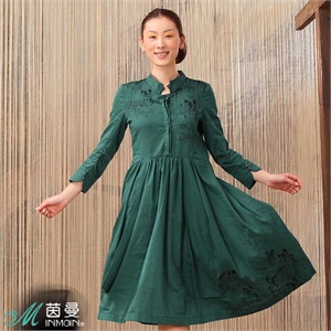 【奥特莱斯】茵曼 女装 纯棉连衣裙印花女连衣裙821101162