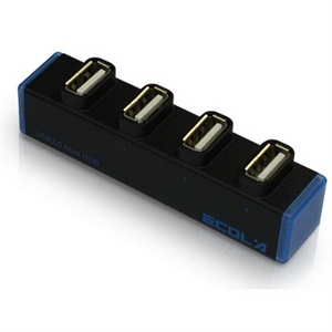 [当当销售配送]宜客莱迷你直插式4口USB集线器USB-HUB02BK黑色