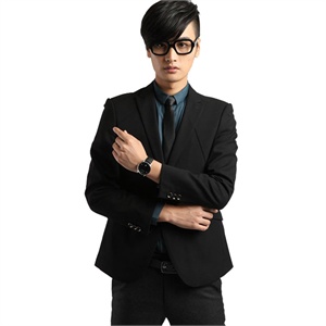 【nonbrand】高端韩版一粒扣男款修身西服 纯黑