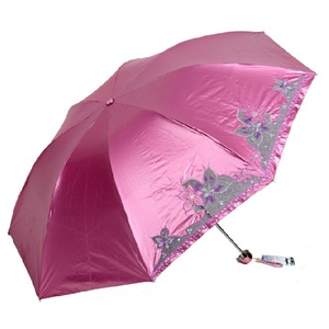 2012款天堂伞 超轻太阳伞 黑胶绣花防紫外线晴雨伞 321E日出江花
