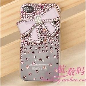 烤瓷蝴蝶结 iphone 4 水钻 外壳 苹果4代手机套 保护壳