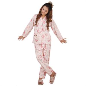乔安纯棉长袖情侣套装女士家居服A-2009粉M