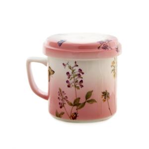 长物志 花影蝶 粉色骨瓷茶隔杯 茶杯 水杯 马克杯