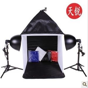 天锐TR-808摄影灯套装 2广口摄影灯+50厘米摄影棚+顶灯柔光箱