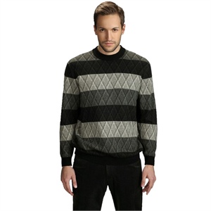 【nonbrand】黑灰横条纹羊绒衫