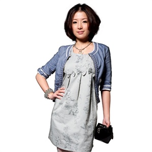 上海添香 电磁波防护孕妇三只蝴蝶中裙60324（薄型）XL浅灰印黑白花