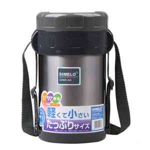 [当当自营] SIMELO 印象京都系列2L保温饭盒(附背袋保温包)灰色