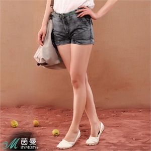 INMAN茵曼 纯棉 牛仔 短裤 中腰 休闲女裤子 822090454