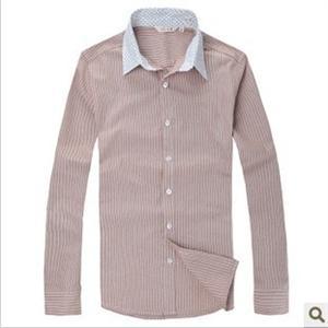 【品牌直供】2011秋冬装新品韩版细竖条纹波点长袖翻领修身衬衫衬衣305A-C126