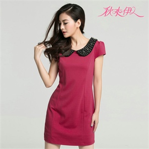秋水伊人2012秋季新品首发甜美娃娃领修身连衣裙121102127原价728