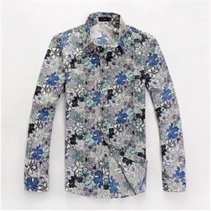 2011秋冬装新品韩版修身翻领长袖印花休闲衬衫男士911D-C01