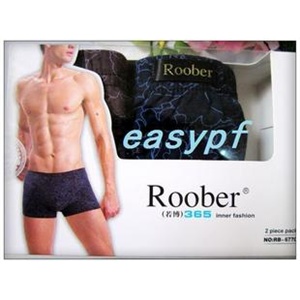 正品Roober若博莫代尔男式印花平角内裤裤衩裤头底裤67703两条装