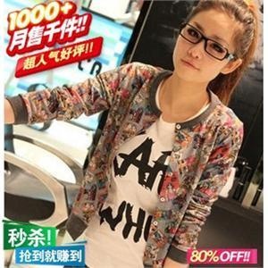 CL韩版彩色漫画修身显瘦夹克小外套