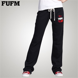 FUFM 2012 春秋装新款 时尚休闲纯绵加厚女款卫裤 W11SSA139