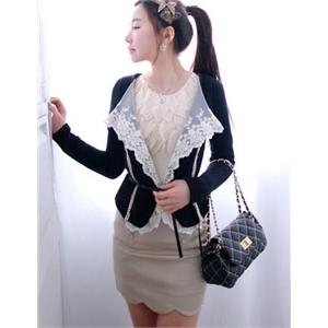 2色 2011瑞丽新品 10822#蕾丝花边开衫小外套