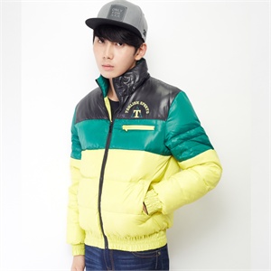 【品牌直供】唐狮男立领撞色拼块羽绒服#110411072003