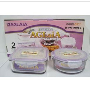 AGLAIA艾格莱雅韩国钢化玻璃保鲜盒2件套GH03+GH04/L2